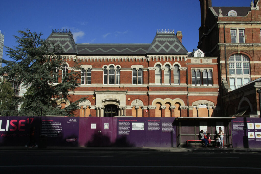 Walworth town hall, street view with new roof