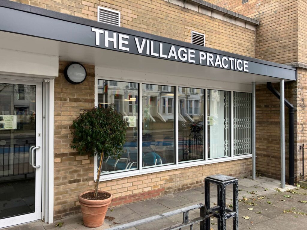Village practice signage and entrance